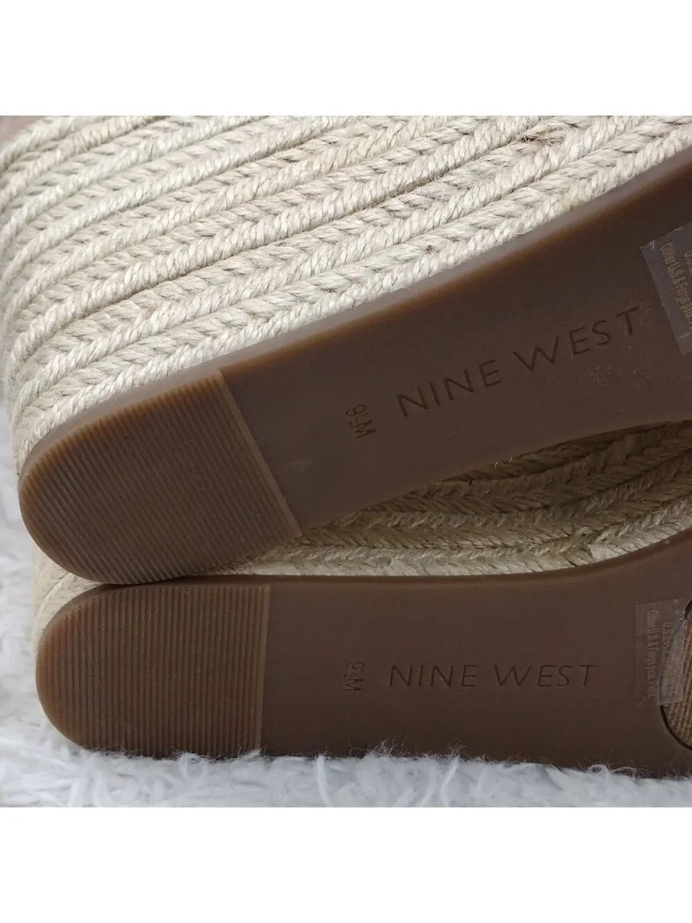 NINE West Adell Pink Faux Suede Open Toe Ankle Strap Platform Wedge Espadrilles